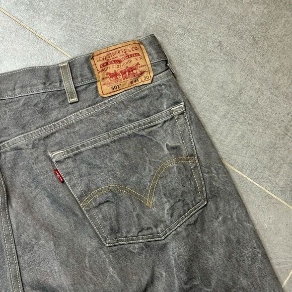 VTG Levis 501 Jeans Mens 44x30 Gray Button Fly Straight Leg Red Tab Mexico - Picture 3 of 15